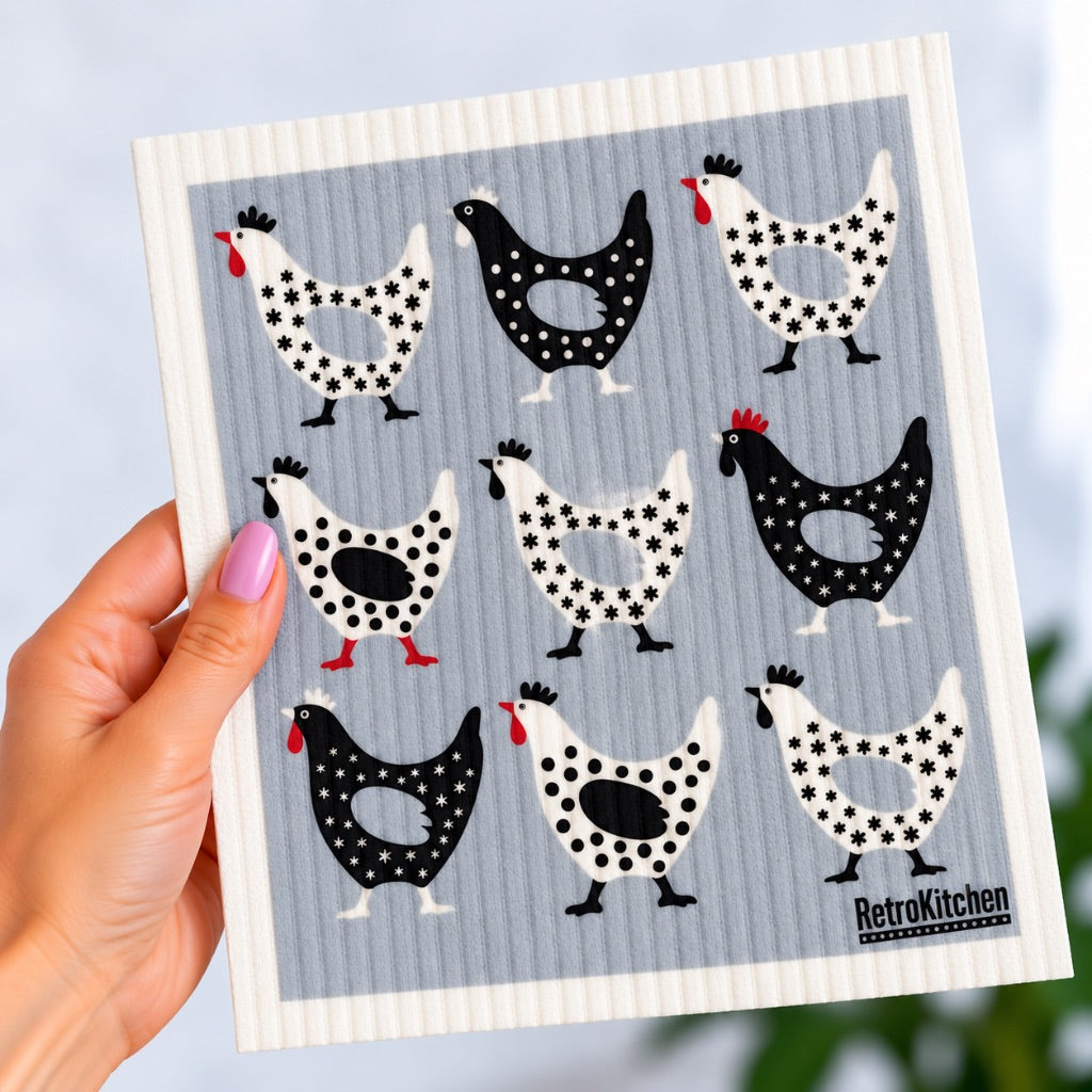 Go-For-Zero-Australia-Retro-Kitchen-Cellulose-Dishcloth-Hen-In-Hand