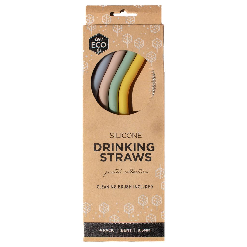 Go-For-Zero-Australia-Ever-Eco-Silicon-Straws-4-Pack-Bent-Spring-Pastels
