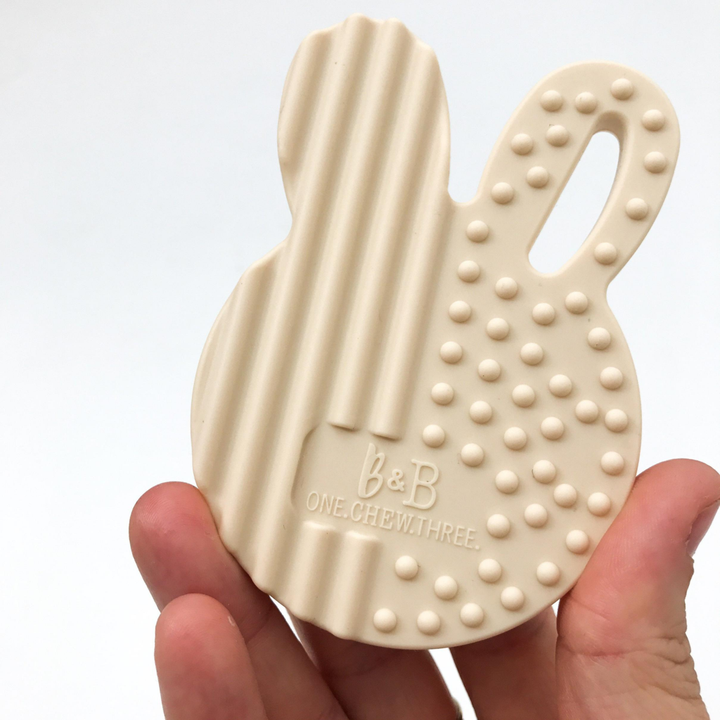 Go-For-Zero-Australia-One-Chew-Three-Australia-Silicone-Bunny-Teether-Cream