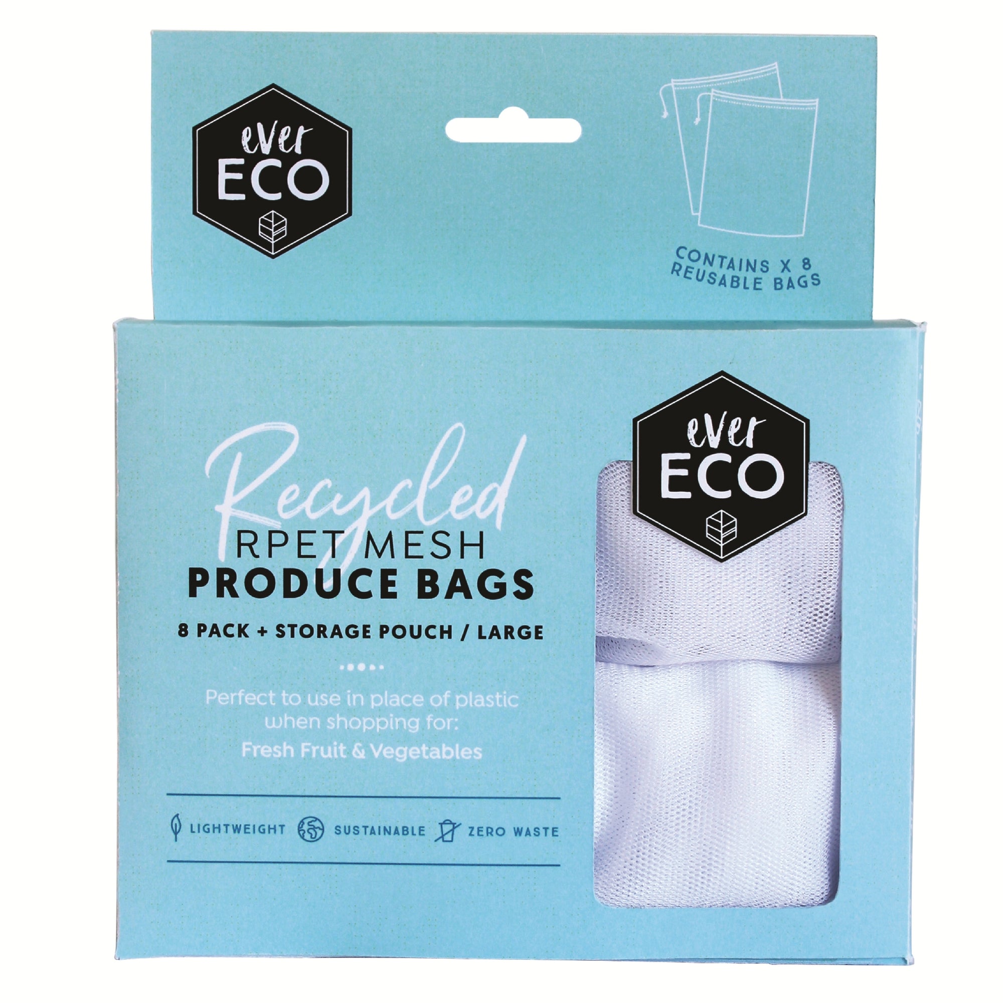 Go-For-Zero-Australia-Ever-Eco-Reusable-Produce-Bags-RPET-Mesh-8-Pack-Storage-Pouch