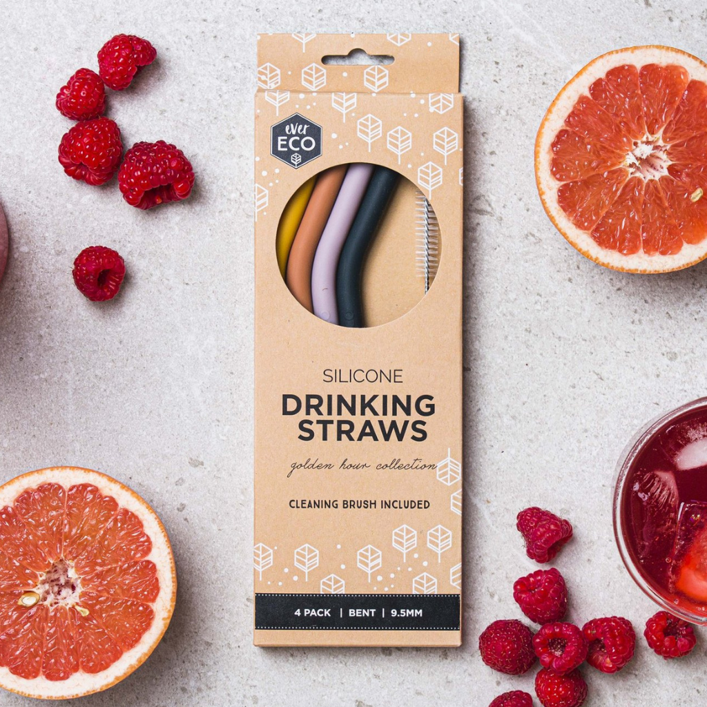 Go-For-Zero-Australia-Ever-Eco-Silicon-Straws-4-Pack-Bent-Autumn-Collection