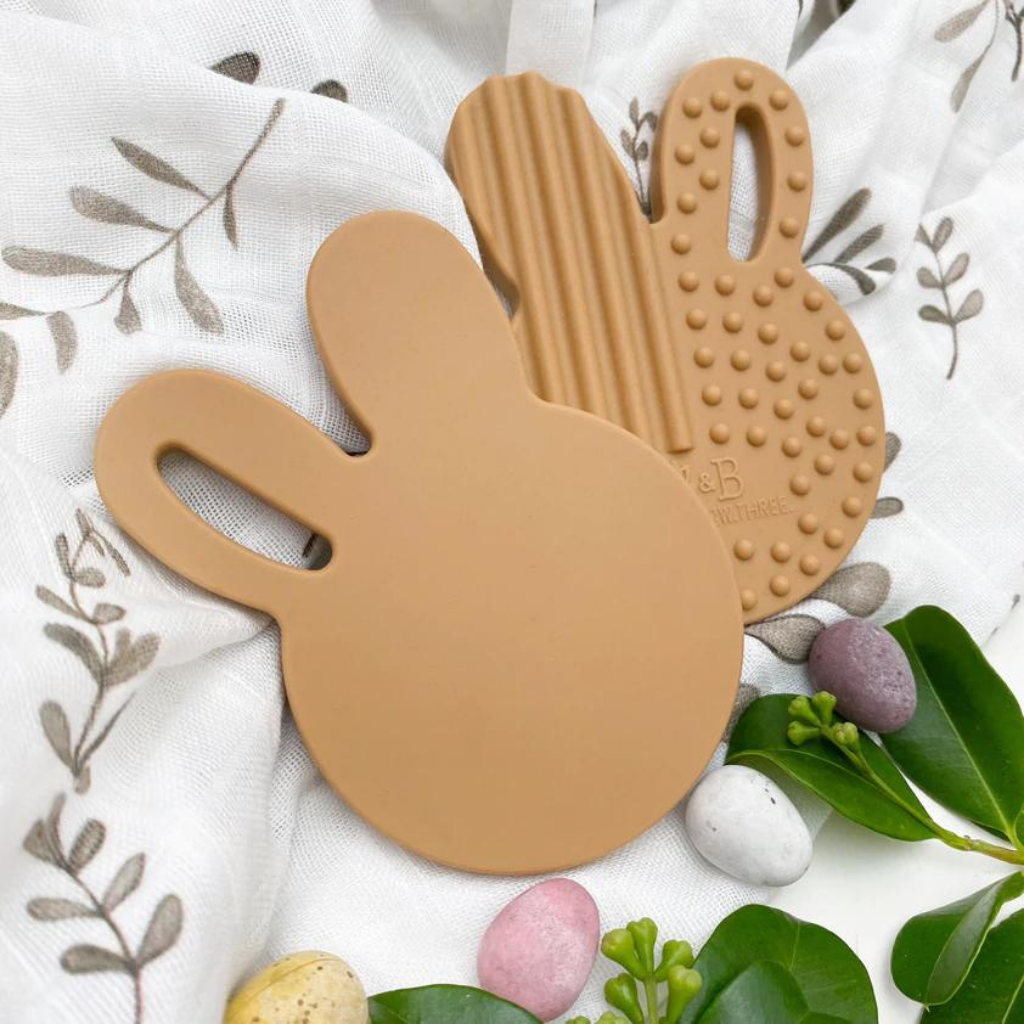 Go-For-Zero-Australia-One-Chew-Three-Australia-Silicone-Bunny-Teether-Caramel