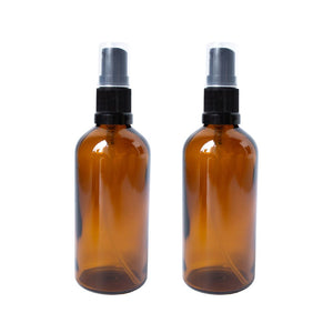 Go-For-Zero-Australia-Amber-Glass Bottle-with-Atomiser-and-Clear Overcap-Empty-100ml-2-Pack