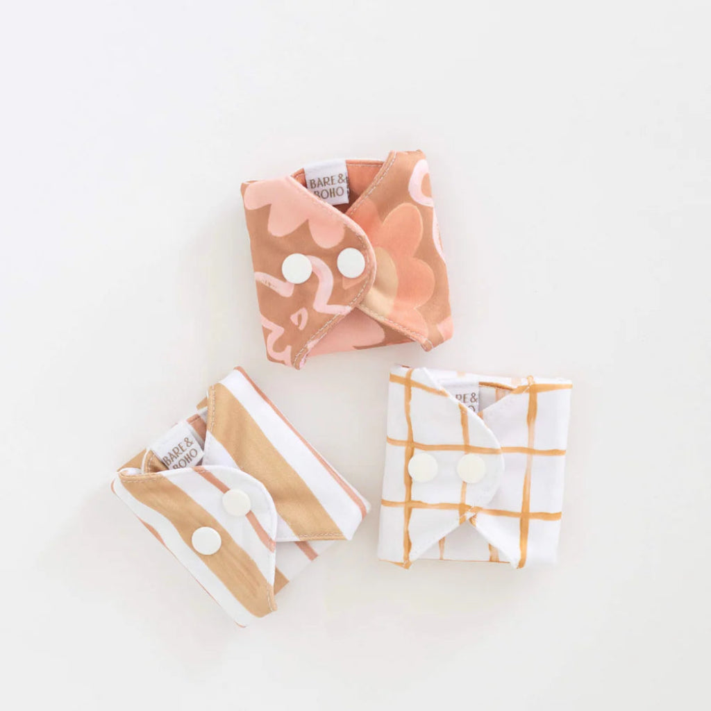 Go-For-Zero-Australia-Bare-And-Boho-Australia-Reusable-Cloth-Pads-Posy-Light-3-Pack-Folded