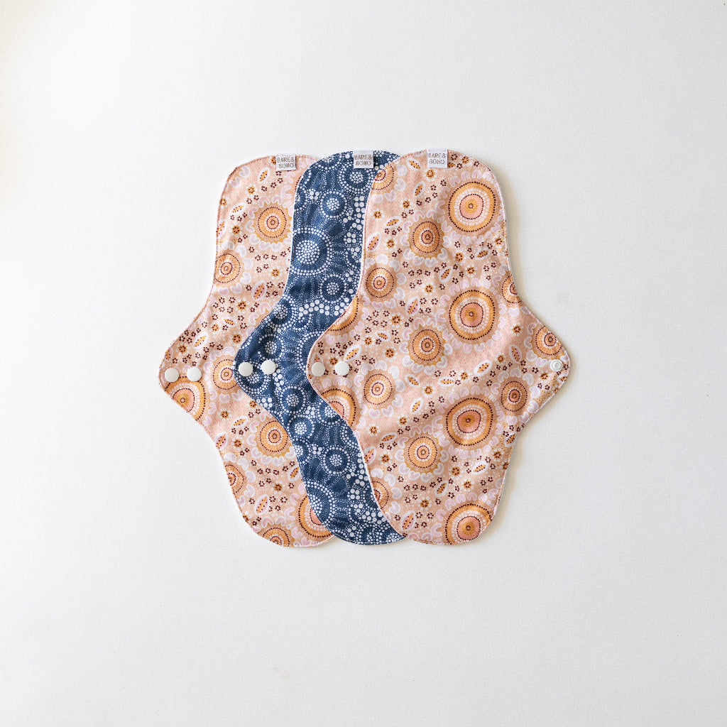 Go-For-Zero-Australia-Bare-And-Boho-Australia-Reusable-Cloth-Pads-Spring-Flower-Medium-3-Pack