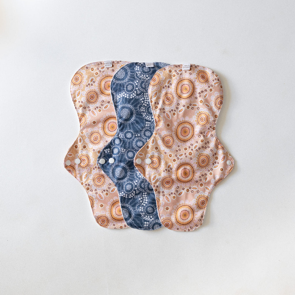 Go-For-Zero-Australia-Bare-And-Boho-Australia-Reusable-Cloth-Pads-Spring-Flower-Ultra-3-Pack