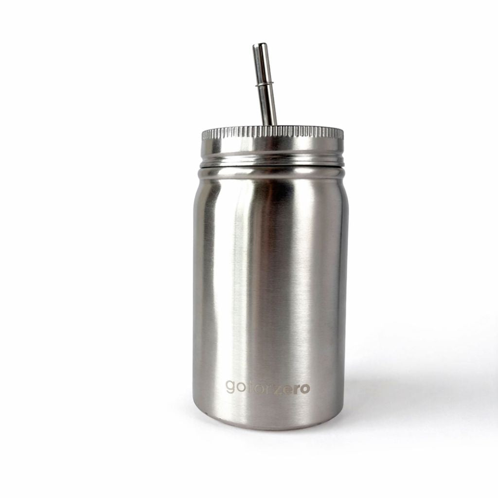 Go-For-Zero-Australia-Double-Wall-Stainless-Steel-Mason-Jar-With-Lid-And-Straw-Front