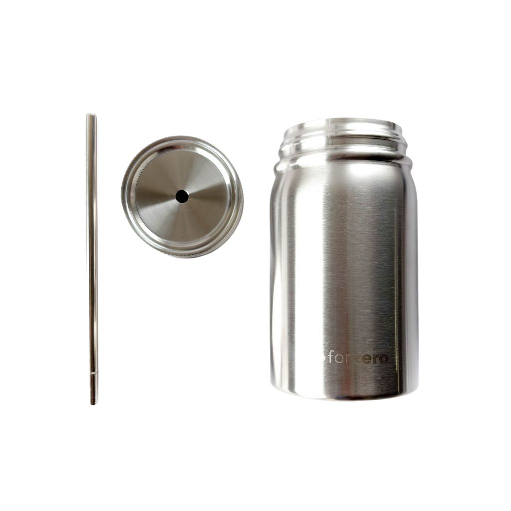 Go-For-Zero-Australia-Double-Wall-Stainless-Steel-Mason-Jar-With-Lid-And-Straw-Front