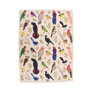 Go-For-Zero-Australia-Earth-Greetings-Australia-Tea-Towel-Australain-Birds-Flat