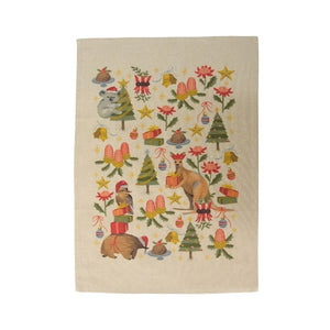 Go-For-Zero-Australia-Earth-Greetings-Australia-Tea-Towel-Australain-Christmas-Flat