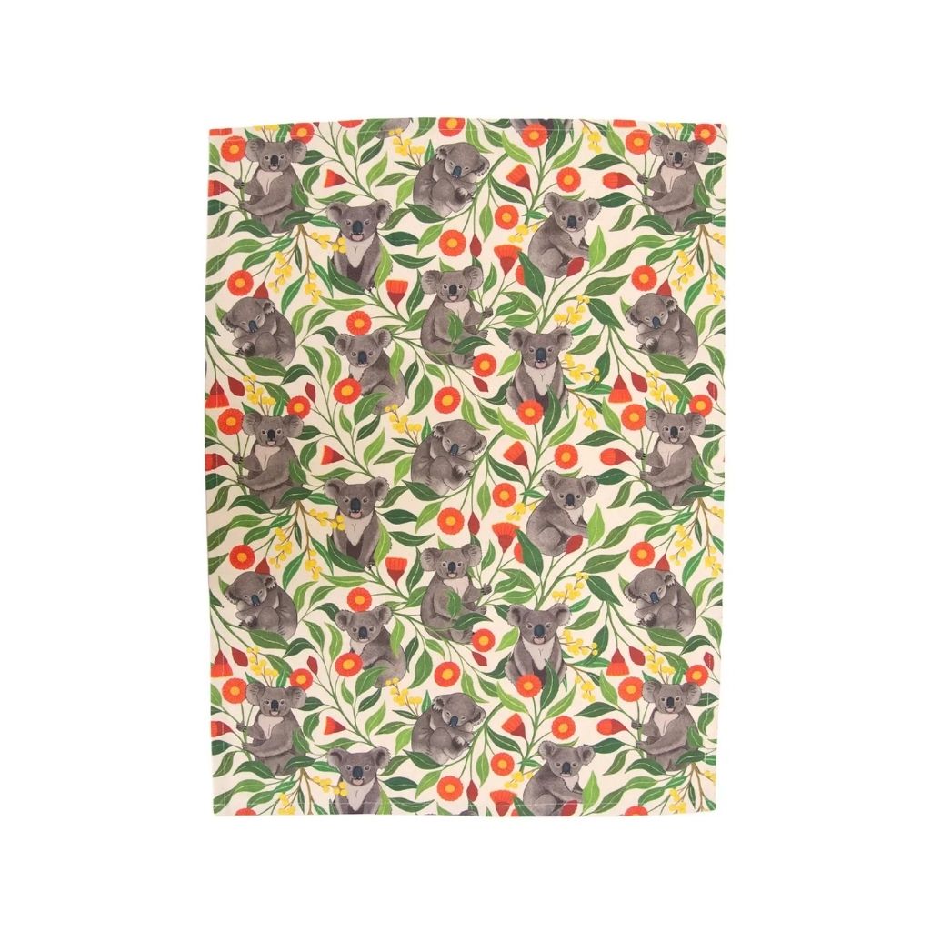 Go-For-Zero-Australia-Earth-Greetings-Australia-Tea-Towel-Australain-Koalas