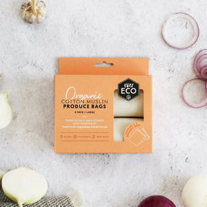 Go-For-Zero-Australia-Ever-Eco-Organic-Cotton-Muslin-Produce-Bags-Set-4-Pack-Front-Styled