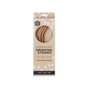 Go-For-Zero-Australia-Ever-Eco-Stainless-Steel-Straws-Rose-Gold-2-Pack-Bent