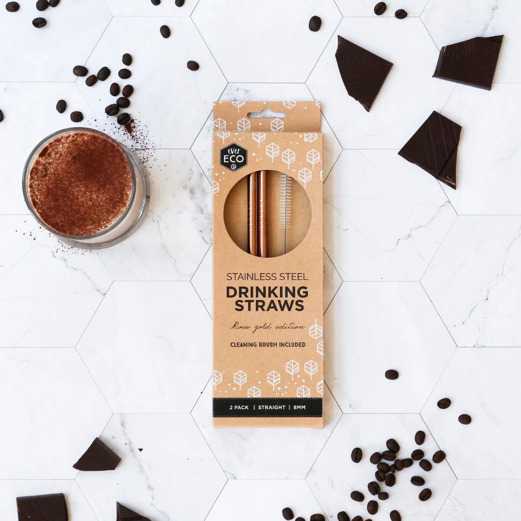 Go-For-Zero-Australia-Ever-Eco-Stainless-Steel-Straws-Rose-Gold-2-Pack-Straight-Front