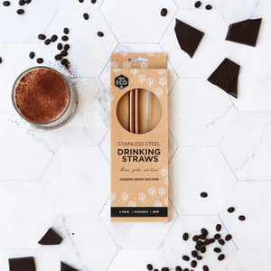Go-For-Zero-Australia-Ever-Eco-Stainless-Steel-Straws-Rose-Gold-2-Pack-Straight-Front