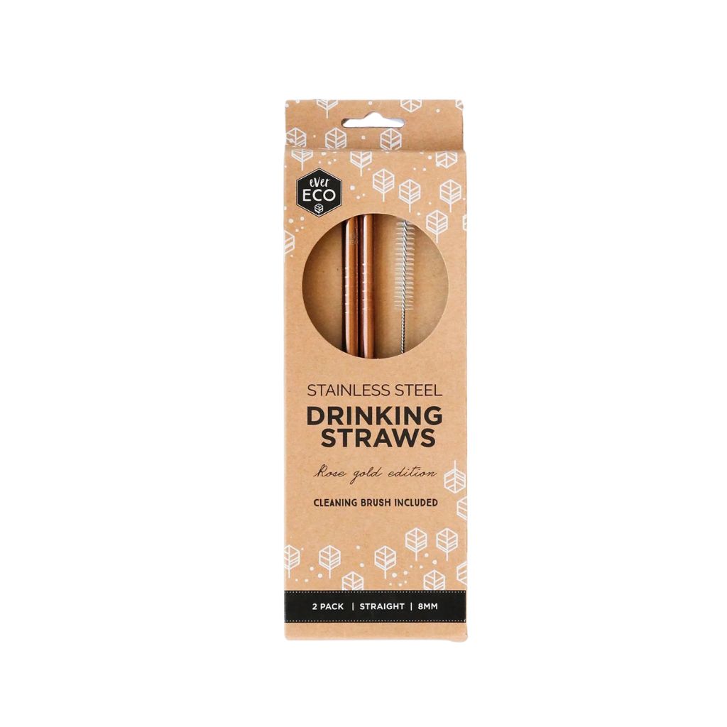Go-For-Zero-Australia-Ever-Eco-Stainless-Steel-Straws-Rose-Gold-2-Pack-Straight 