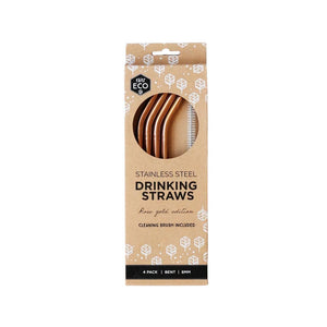 Go-For-Zero-Australia-Ever-Eco-Stainless-Steel-Straws-Rose-Gold-4-Pack-Bent