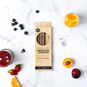 Go-For-Zero-Australia-Ever-Eco-Stainless-Steel-Straws-Rose-Gold-4-Pack-Straight-Front
