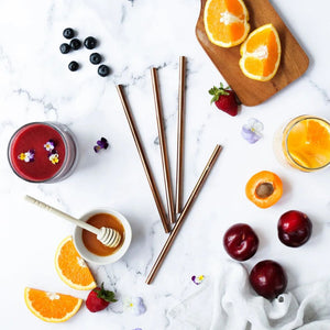 Go-For-Zero-Australia-Ever-Eco-Stainless-Steel-Straws-Rose-Gold-4-Pack-Straight-Styled