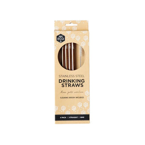 Go-For-Zero-Australia-Ever-Eco-Stainless-Steel-Straws-Rose-Gold-4-Pack-Straight 