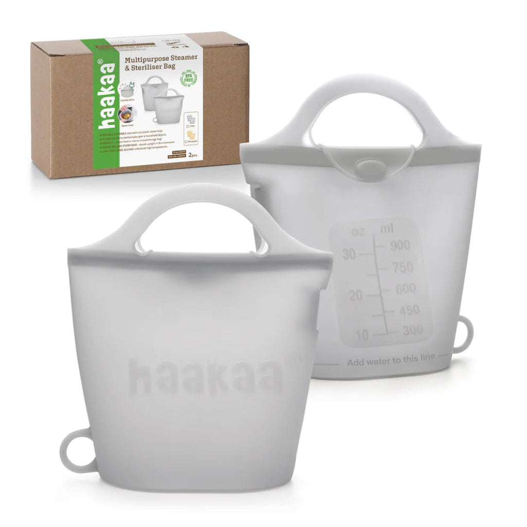 Go-For-Zero-Australia-Haakaa-New-Zealand-Steamer-And-Steriliser-Bag-900ml-Grey-2-Pack