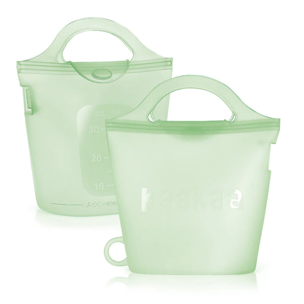 Go-For-Zero-Australia-Haakaa-New-Zealand-Steamer-And-Steriliser-Bag-900ml-Lime-2-Pack