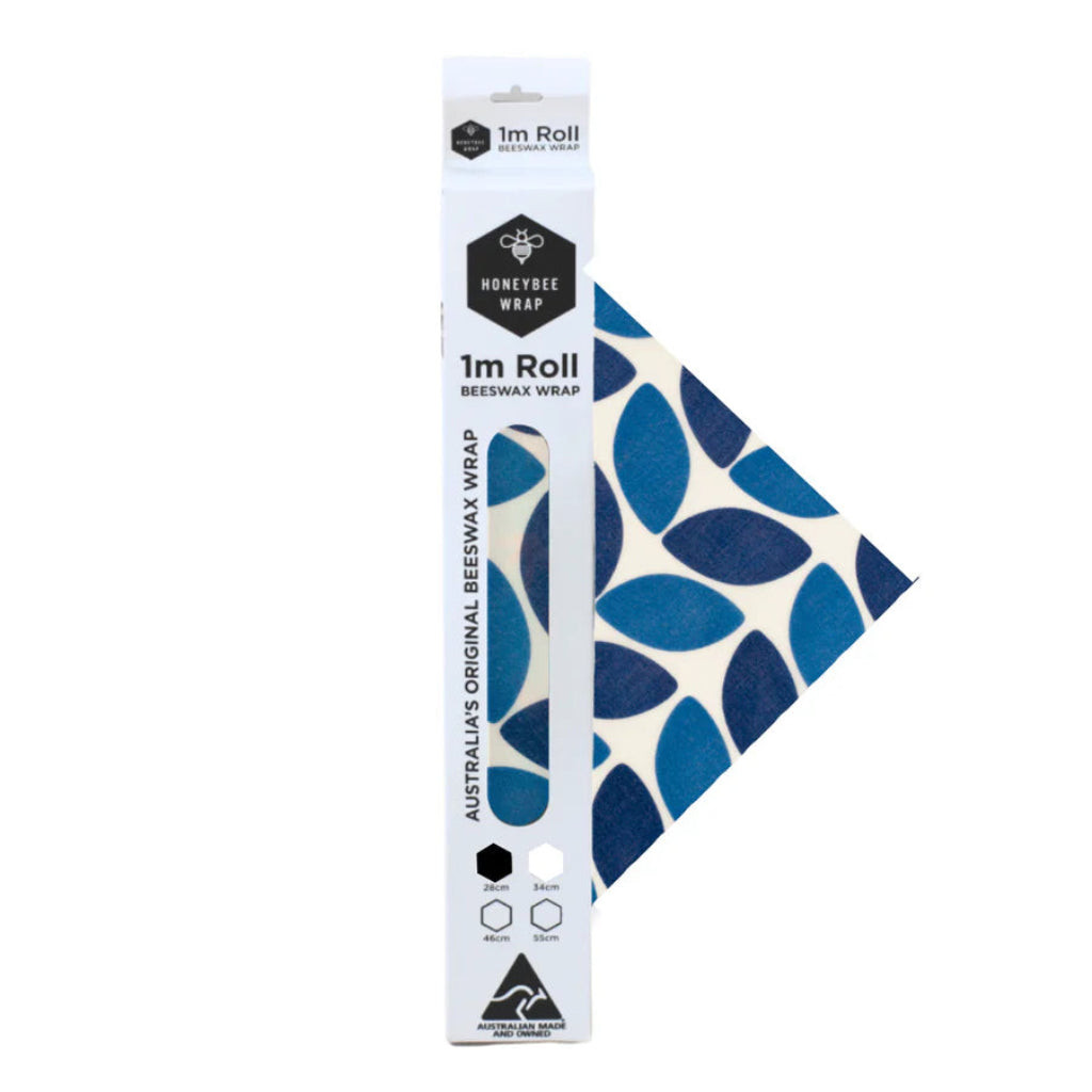 Go-For-Zero-Australia-Honeybee-Wrap-Australia-Beeswax-Wrap-Roll-Blue-Leaf-28cm
