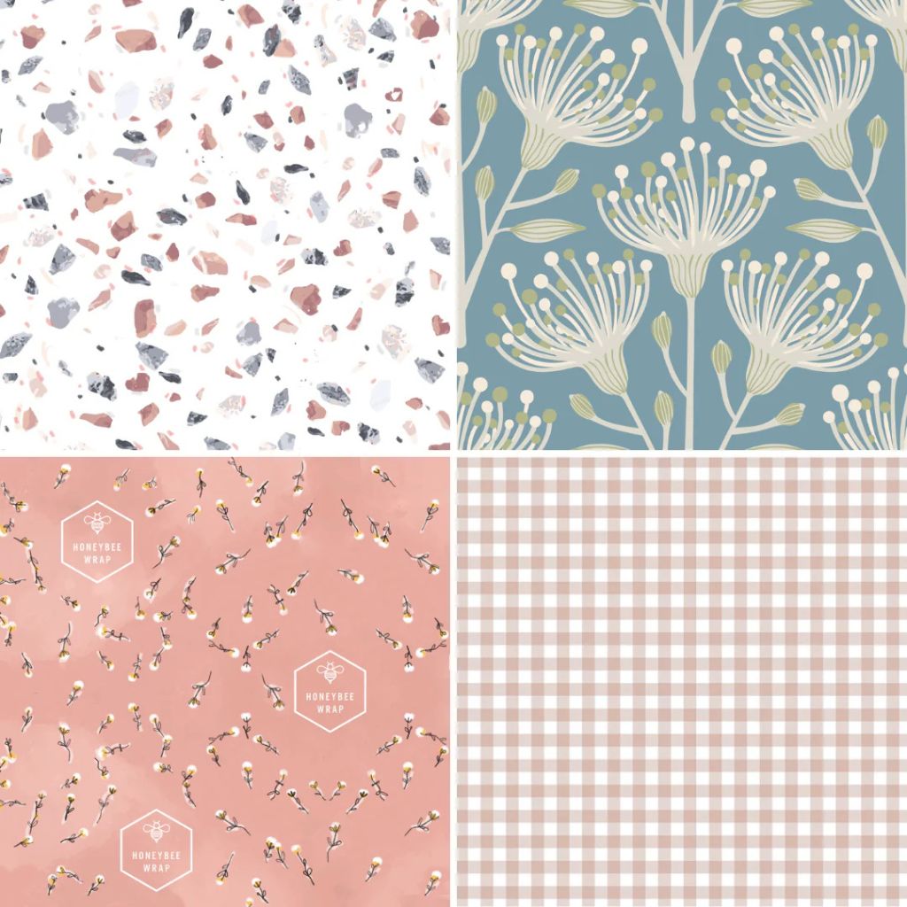 Go-For-Zero-Australia-Honeybee-Wrap-Australia-Munch-Lunch-Twin-Pack-Neutral-Range-Flat-Lay