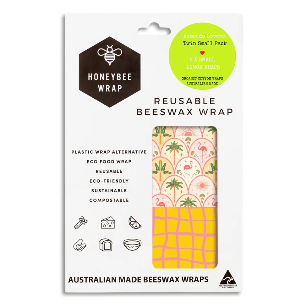 Go-For-Zero-Australia-Honeybee-Wrap-Australia-Reusable-Beeswax-Wraps-Avocado-Lovers-Twin-Pack-Neutrals-Range