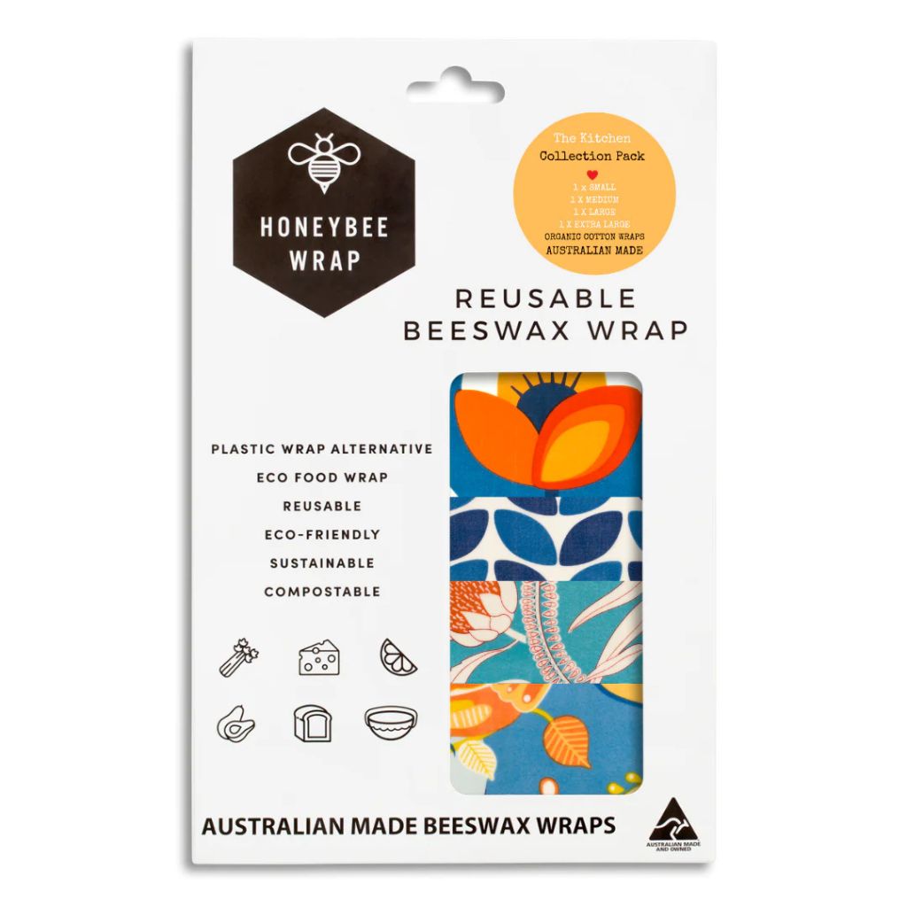 Go-For-Zero-Australia-Honeybee-Wrap-Australia-The-Kitchen-Collection-Pack-Reusable-Beeswax-Wraps-Australian-Range