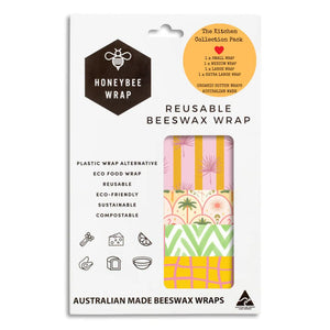 Go-For-Zero-Australia-Honeybee-Wrap-Australia-The-Kitchen-Collection-Pack-Reusable-Beeswax-Wraps-Summer-Range