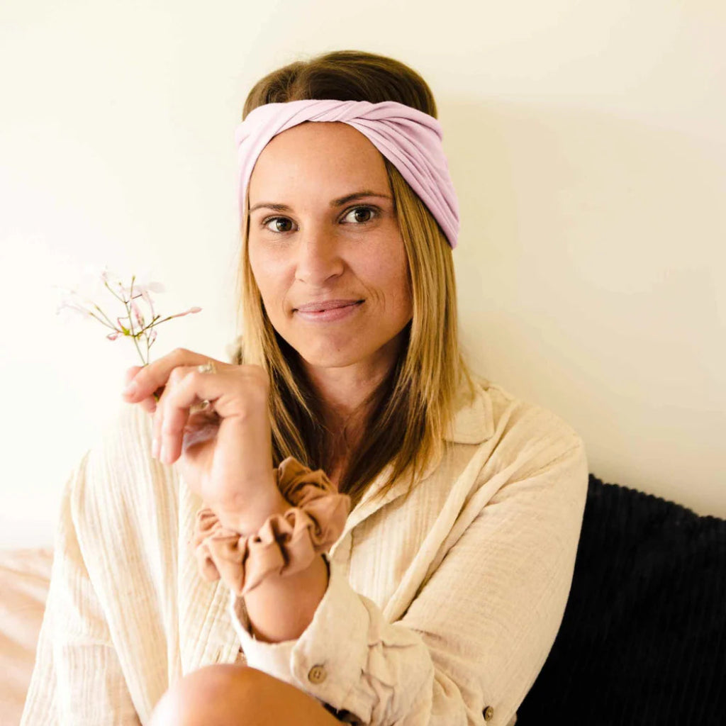 Go-For-Zero-Australia-Kooshoo-New-Zealand-Organic-Twisted-Headband-OPink-Mist-Styled