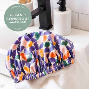 Go-For-Zero-Australia-Laminated-Cotton-Shop-Reusable-Shower-Cap-Butterfly-Flowers