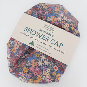 Go-For-Zero-Australia-Laminated-Cotton-Shop-Reusable-Shower-Cap-Red-Flowers-Packaging-Top