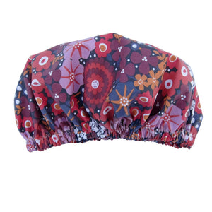 Go-For-Zero-Australia-Laminated-Cotton-Shop-Reusable-Shower-Cap-Red-Flowers