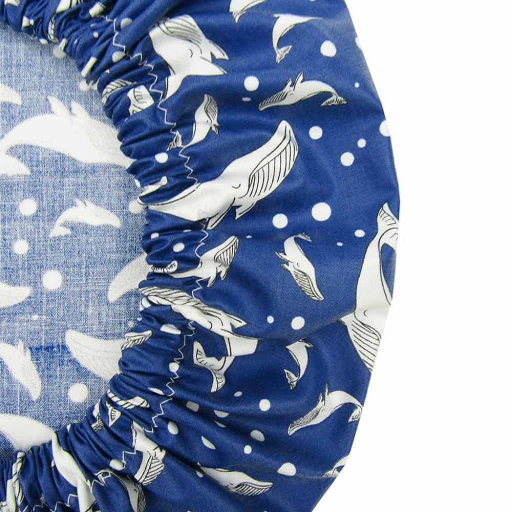 Go-For-Zero-Australia-Laminated-Cotton-Shop-Reusable-Shower-Cap-Whales-Close-Up