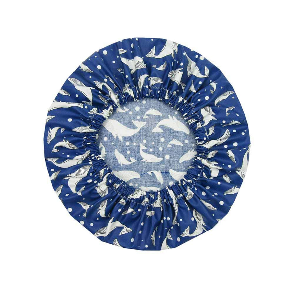 Go-For-Zero-Australia-Laminated-Cotton-Shop-Reusable-Shower-Cap-Whales-Inside