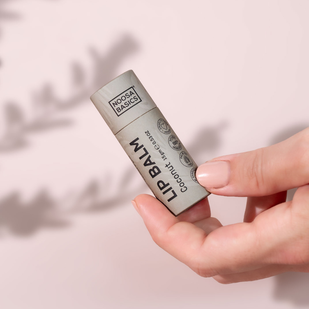 Go-For-Zero-Australia-Noosa-Basics-Australia-Vegan-Lip-Balm-Coconut-Flavour-Compostable-Tube-Hand