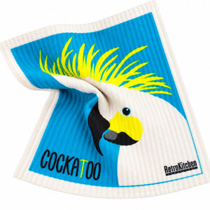 Go-For-Zero-Australia-Retro-Kitchen-Cellulose-Dishcloth-Cockatoo-Scrunch