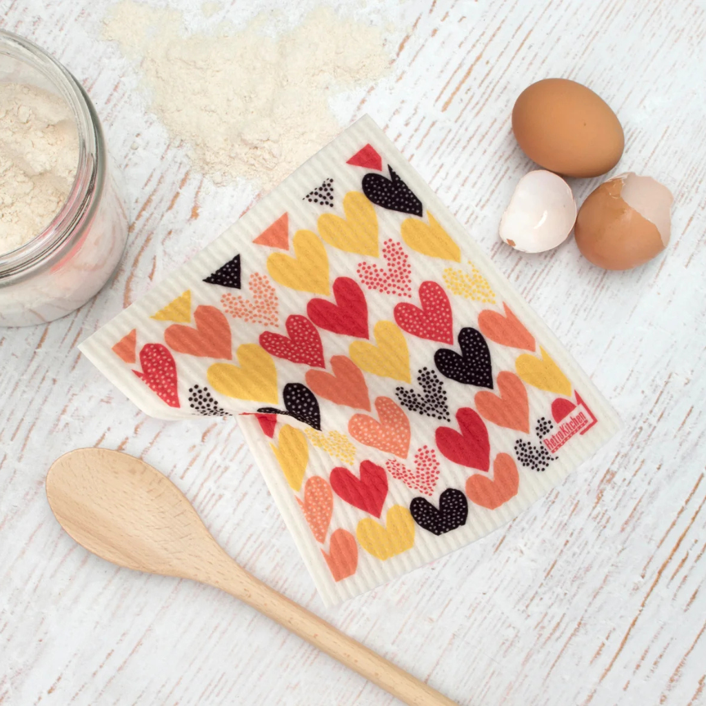 Go-For-Zero-Australia-Retro-Kitchen-Cellulose-Dishcloth-Heart-Styled