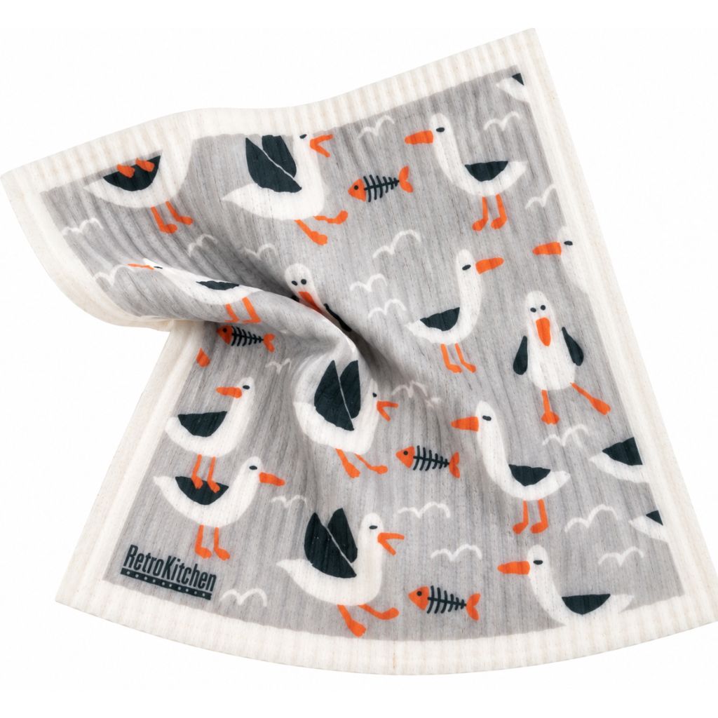 Go-For-Zero-Australia-Retro-Kitchen-Cellulose-Dishcloth-Seagulls-Scrunch