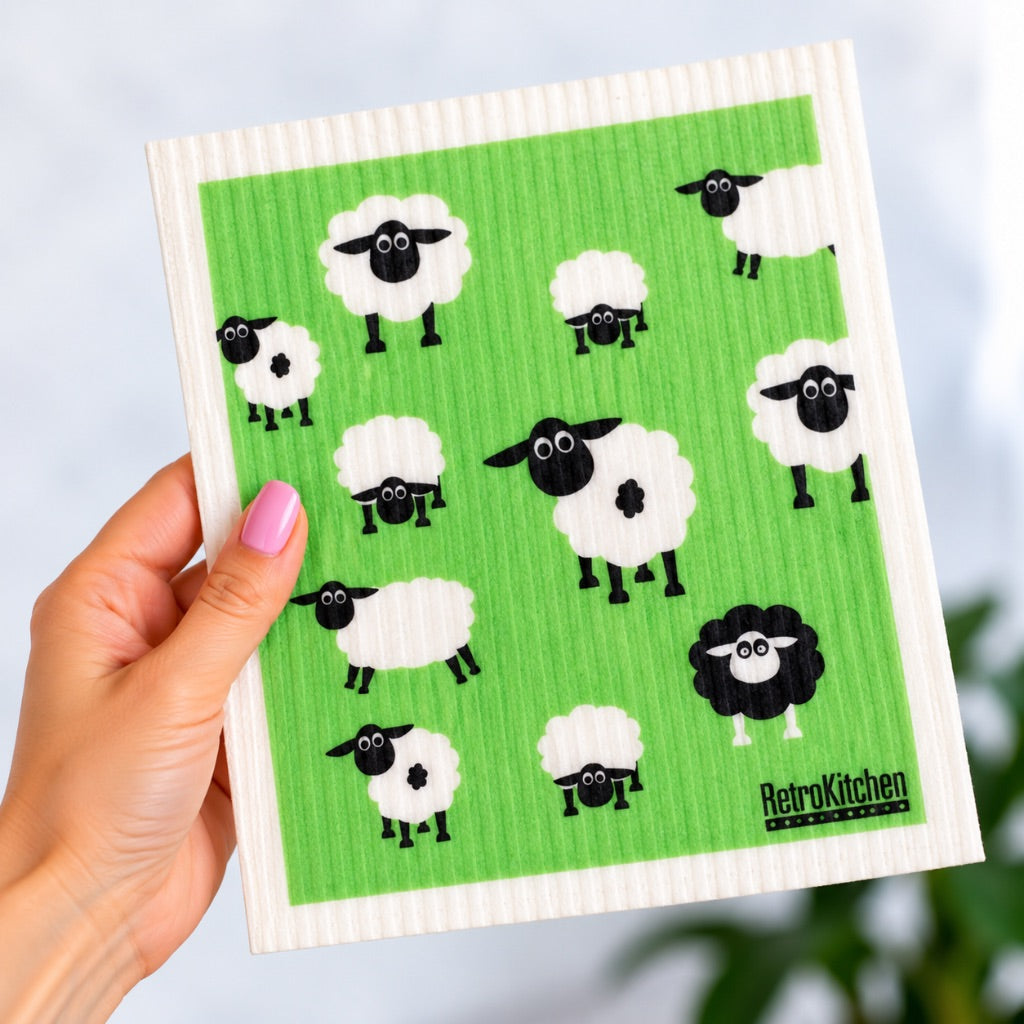 Go-For-Zero-Australia-Retro-Kitchen-Cellulose-Dishcloth-Sheep-In-Hand