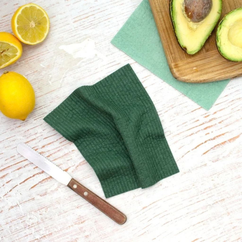Go-For-Zero-Australia-Retrokitchen-Australia-Organic-Cellulose-Dishcloth-2-Pack-Dark-Green-Styled