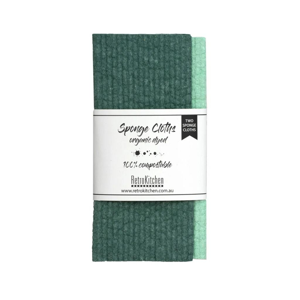Go-For-Zero-Australia-Retrokitchen-Australia-Organic-Cellulose-Dishcloth-2-Pack-Greens-Front