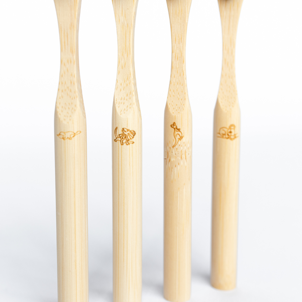 Go-For-Zero-Australia-Bamboo-Kids-Tooth-Brush-Soft-4-Pack-With-Aimal-Print-1
