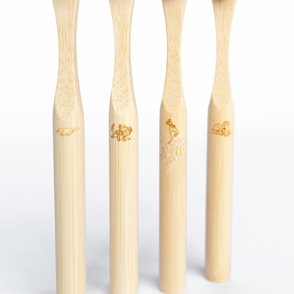 Go-For-Zero-Australia-Bamboo-Kids-Tooth-Brush-Soft-4-Pack-With-Aimal-Print