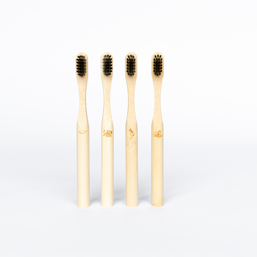 Go-For-Zero-Australia-Bamboo-Kids-Tooth-Brush-Soft-4-Pack-With-Aimal-Print