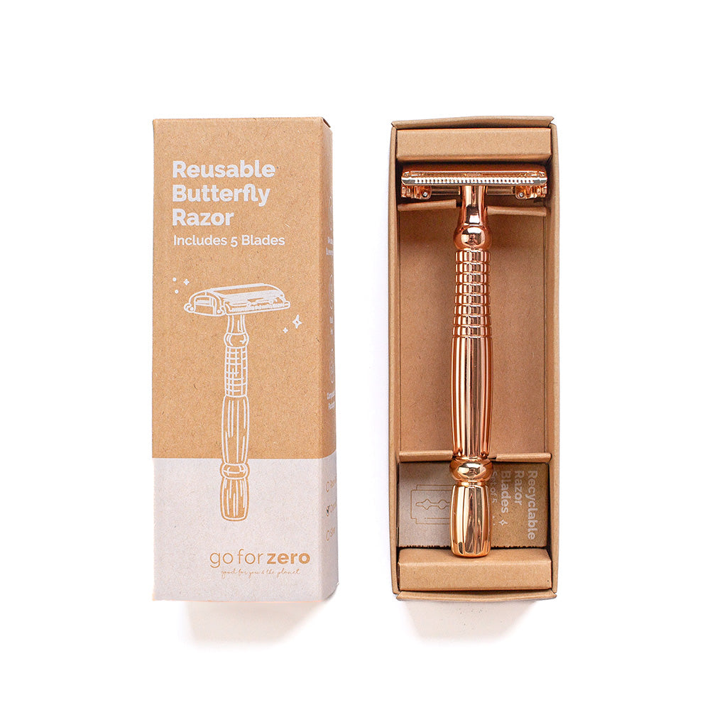 Go-For-Zero-Butterfly-Reusable-Safety-Razor-Rose-Gold-Boxed