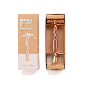 Go-For-Zero-Butterfly-Reusable-Safety-Razor-Rose-Gold-Boxed