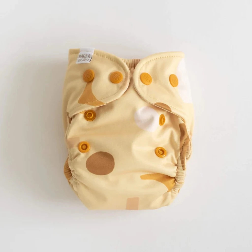 Go-For-Zero-Australia-Bare-And-Boho-Australia-Reusable-Soft-Cover-Nappy-Set-Apricot-Shapes
